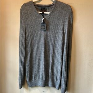 Jos. A. Bank Gray Crewneck Sweater with Fine Ribbed Knit